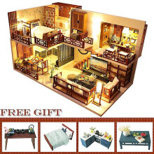 (M25a) Cutebee diy dollhouse wooden doll houses miniature dollhouse furniture kit toys for children new year christmas gift casa m025