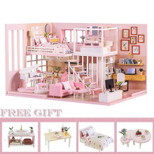 (K47a) Cutebee diy dollhouse wooden doll houses miniature dollhouse furniture kit toys for children new year christmas gift casa m025
