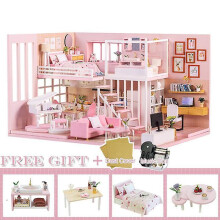 (K47c) Cutebee diy dollhouse wooden doll houses miniature dollhouse furniture kit toys for children new year christmas gift casa m025