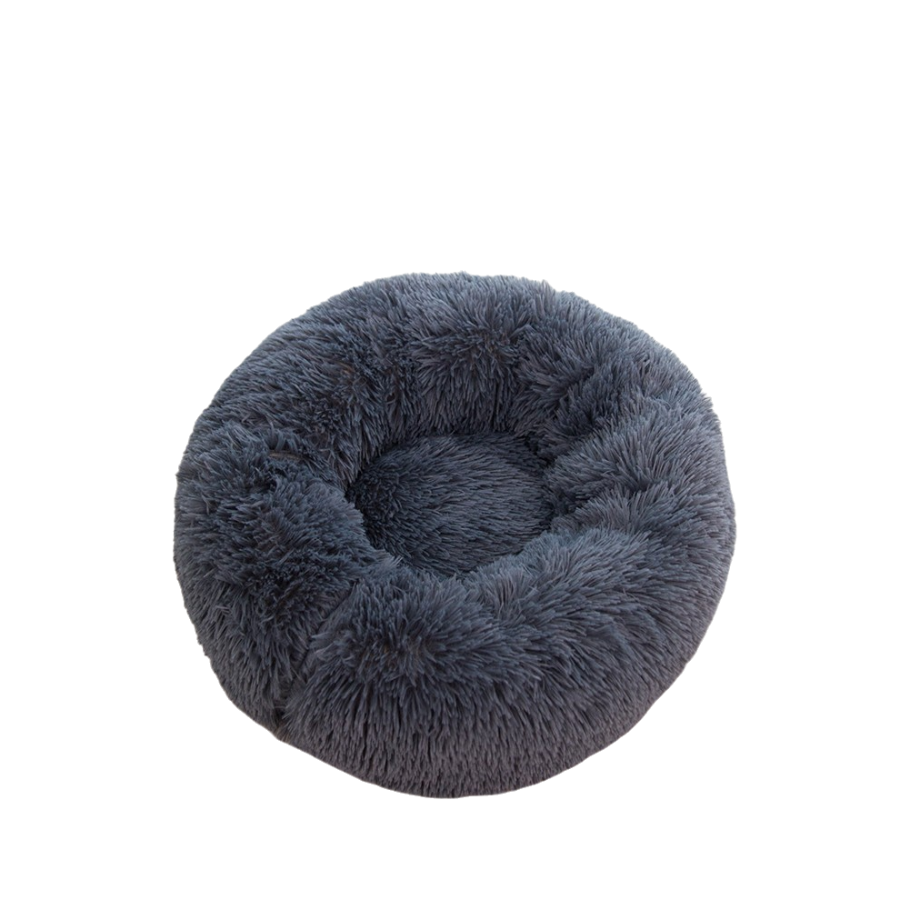 (, 40Cm/15.75In) Pet Nest Pet Supplies Circular Soft Long Plush For Cats Deep Sleep Winter Warmth Black