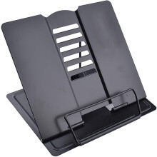 (Black) Metal Book Stand Folding Reading Stand Anti-slip Adjustable Desktop Bookend Cookbook Rest Book Holder