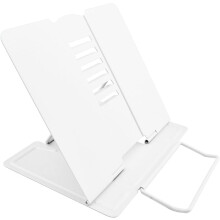 (White) Metal Book Stand Folding Reading Stand Anti-slip Adjustable Desktop Bookend Cookbook Rest Book Holder