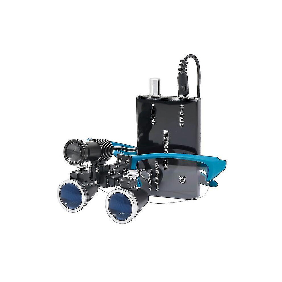 (Blue, 2.5X) 2.5x/3.5x 420 Mm Dental Loupe Magnifier Binocular Magnifier Surgery Surgical Operation Loupe With Spotlight Head Light-image-OPC-PDSNK8R-NEW
