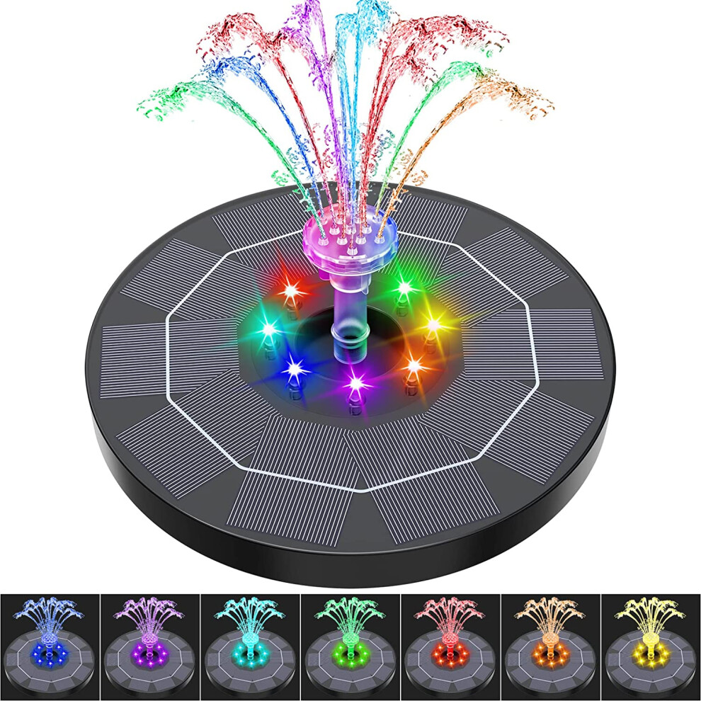 Solar Powered Floating Pump LED Water Fountain Birdbath Pond Pool Garden
