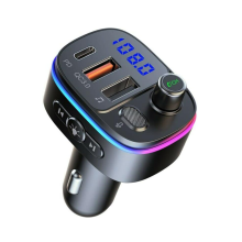 Adaptateur Bluetooth pour voiture/transmetteur FM PD3.0 Type C 18 W, chargeur rapide pour voiture QC3.0, support noir