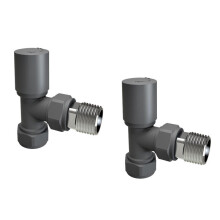 (Manual Angled Anthracite) 15mm x 1/2" Angled Radiator Twin Valves