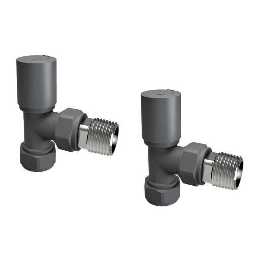 AICA (Manual Angled Anthracite) 15mm x 1/2" Angled  Radiator Twin Valves