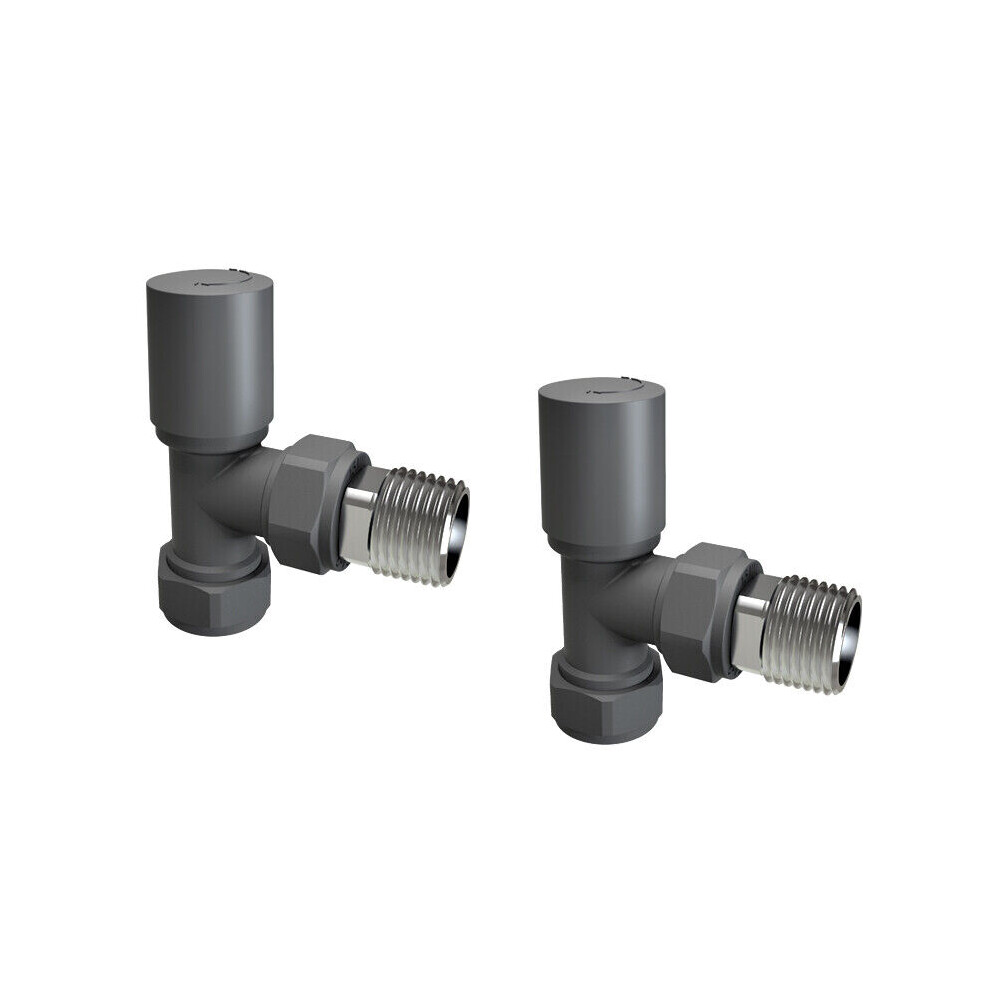 (Manual Angled Anthracite) 15mm x 1/2" Angled  Radiator Twin Valves