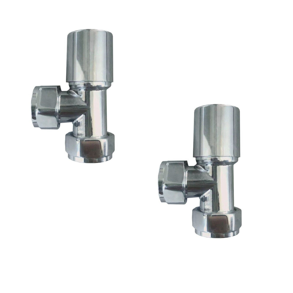 (Manual Angled Chrome) 15mm x 1/2" Angled  Radiator Twin Valves