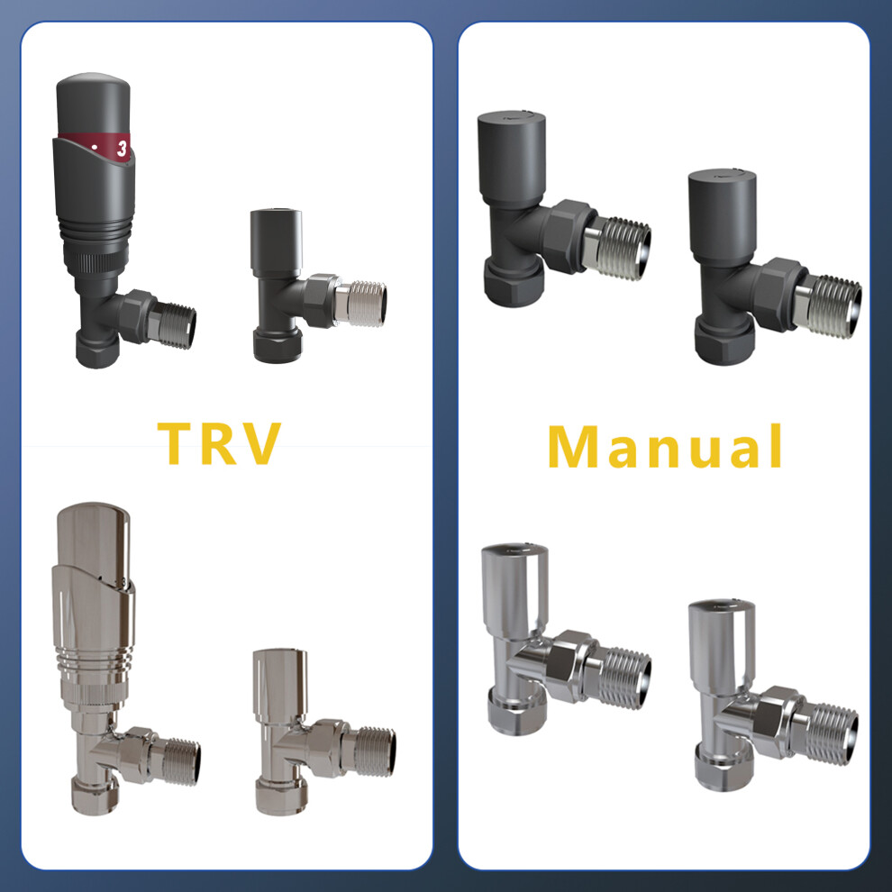 (Thermostatic Angled Chrome) 15Mm X 1/2" Angled Radiator Twin Valves 5062870709228