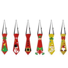 6pcs Christmas Ties Felt Elk Santa Claus Christmas Tree Snowman Christmas Decoration Neckties Elastic Adjustable Tie For Adults And Children Christmas