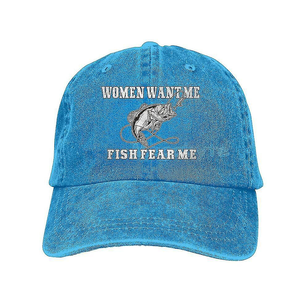 (fish 13) Women Want Me Fish Fear Me Washed Baseball Cap Trucker Hat Adult Unisex Adjustable Dad Hat Summer Breathable Stretch Hats