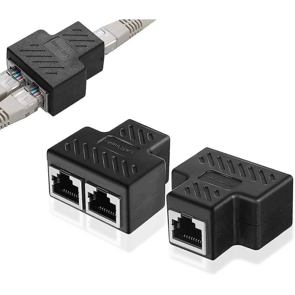 Rj45 Ethernet Splitter Connectors, 1 To 2 Female Ethernet Cable Splitter For Ethernet Either Connectors Lan Socket Adapter Internet Coupler Double Soc 9158807134945
