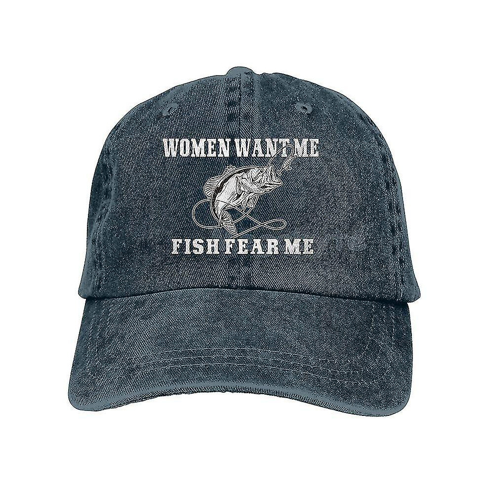 (fish 9) Women Want Me Fish Fear Me Washed Baseball Cap Trucker Hat Adult Unisex Adjustable Dad Hat Summer Breathable Stretch Hats