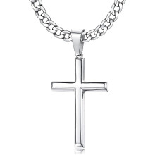 925 Sterling Silver Cross Pendant Necklace For Men Women 5mm Stainless Steel Diamond-cut Cuban Chain Cross Necklace Mens Womens 41/46/51/56/61/71/76cm