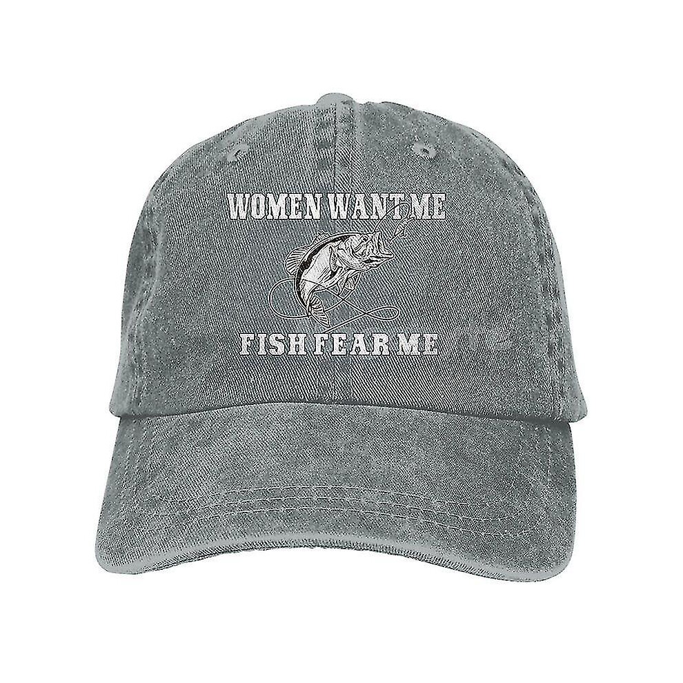 (fish 11) Women Want Me Fish Fear Me Washed Baseball Cap Trucker Hat Adult Unisex Adjustable Dad Hat Summer Breathable Stretch Hats