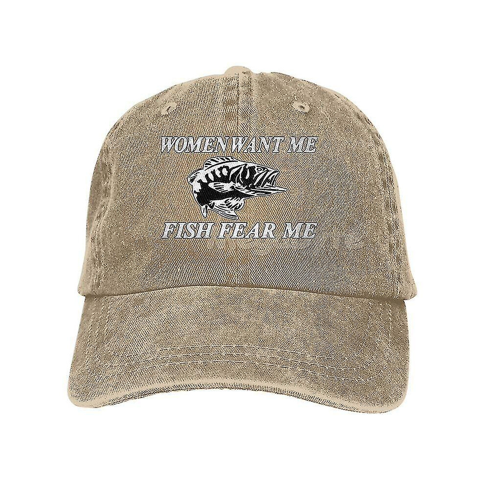 (fish 7) Women Want Me Fish Fear Me Washed Baseball Cap Trucker Hat Adult Unisex Adjustable Dad Hat Summer Breathable Stretch Hats