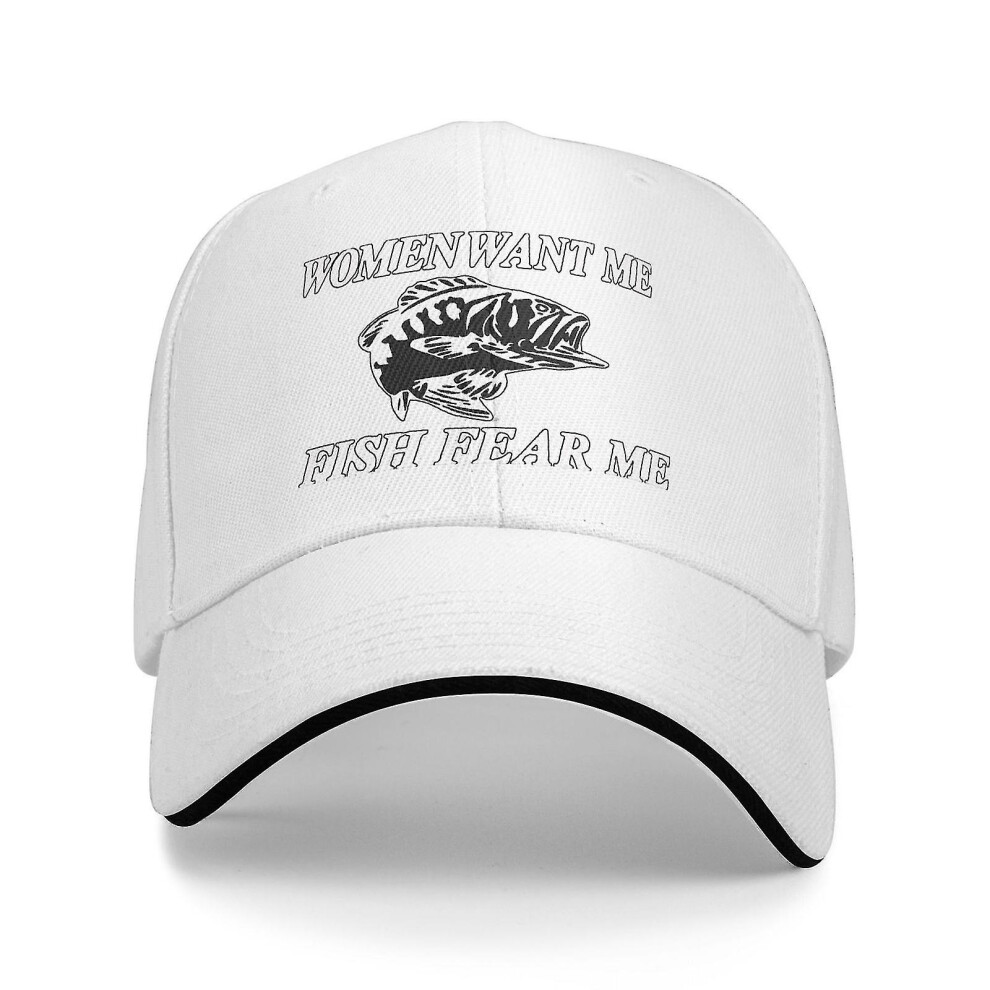 (fish 26) Women Want Me Fish Fear Me Washed Baseball Cap Trucker Hat Adult Unisex Adjustable Dad Hat Summer Breathable Stretch Hats