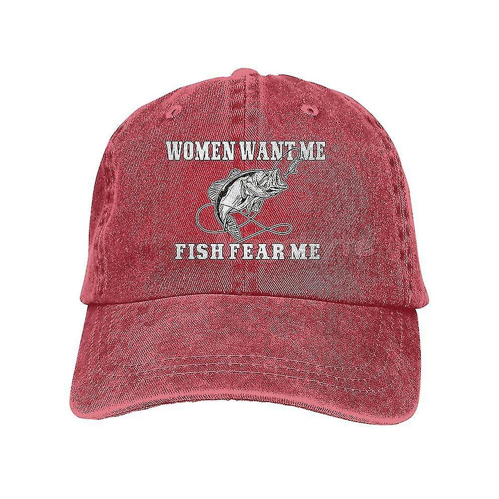 (fish 12) Women Want Me Fish Fear Me Washed Baseball Cap Trucker Hat Adult Unisex Adjustable Dad Hat Summer Breathable Stretch Hats