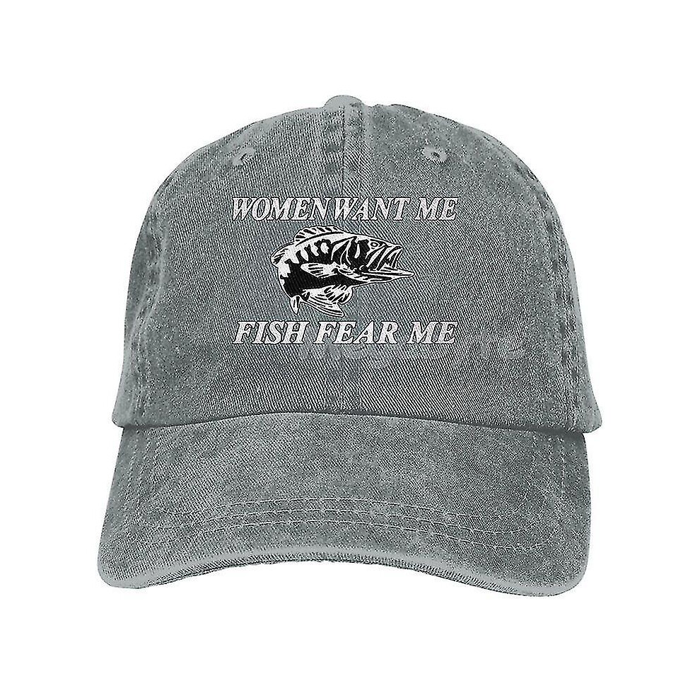 (fish 4) Women Want Me Fish Fear Me Washed Baseball Cap Trucker Hat Adult Unisex Adjustable Dad Hat Summer Breathable Stretch Hats