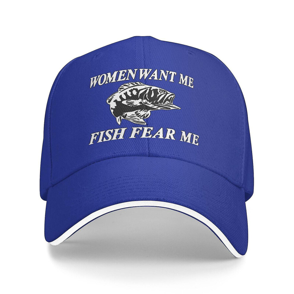 (fish 31) Women Want Me Fish Fear Me Washed Baseball Cap Trucker Hat Adult Unisex Adjustable Dad Hat Summer Breathable Stretch Hats