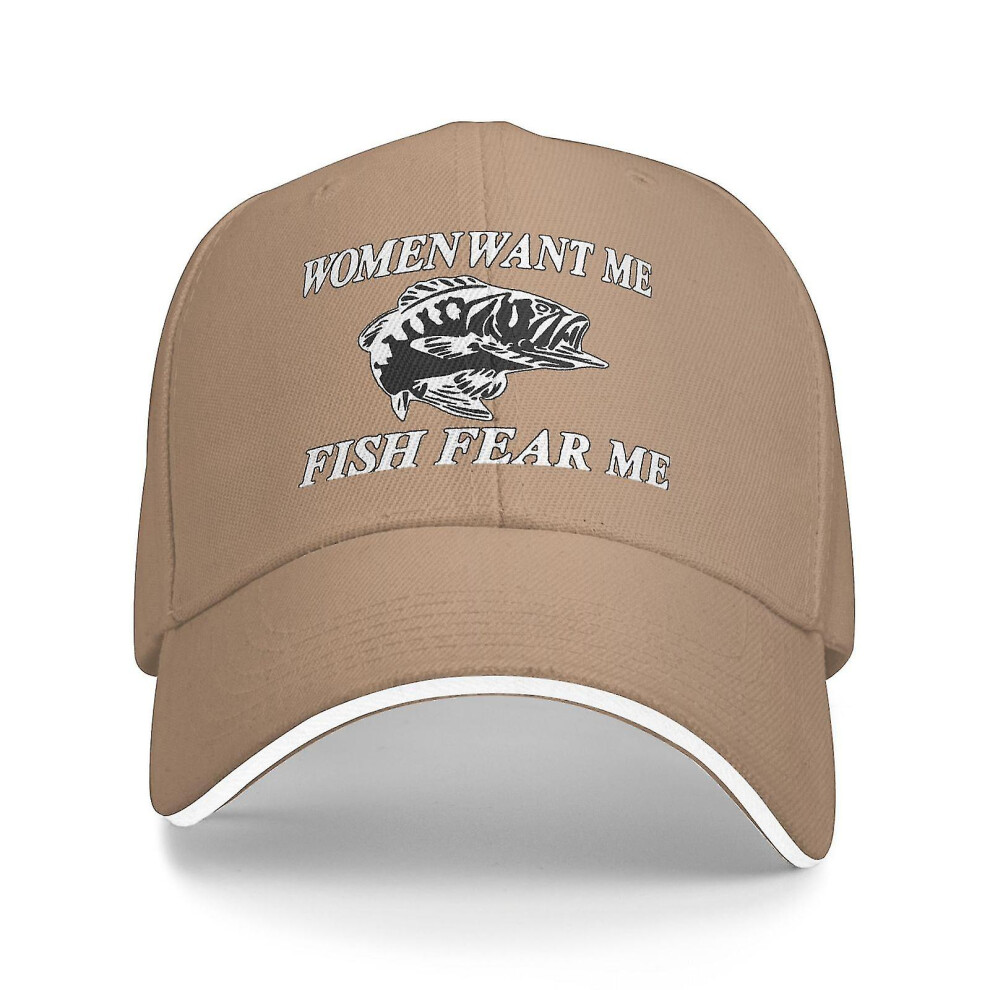 (fish 29) Women Want Me Fish Fear Me Washed Baseball Cap Trucker Hat Adult Unisex Adjustable Dad Hat Summer Breathable Stretch Hats