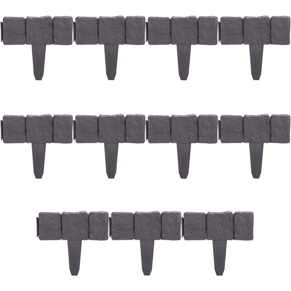 Cobble Stone Effect Garden Edging Dark Grey Plastic Border