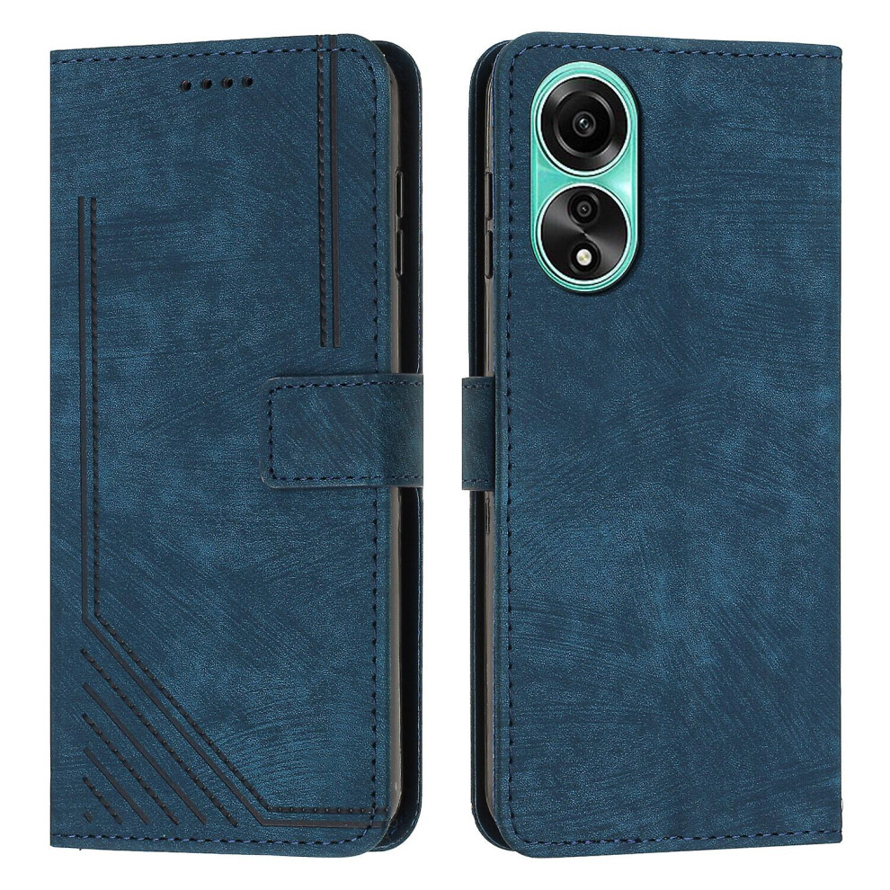 (Blue) Compatible With Oppo A58 4G Wallet Case With Card Pocket And Kickstand Feature Cover Blue 9158807139643