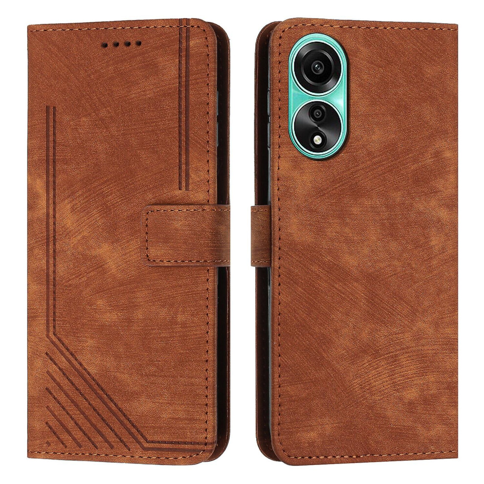 (Brown) Compatible With Oppo A58 4G Wallet Case With Card Pocket And Kickstand Feature Cover Brown 9158807139650
