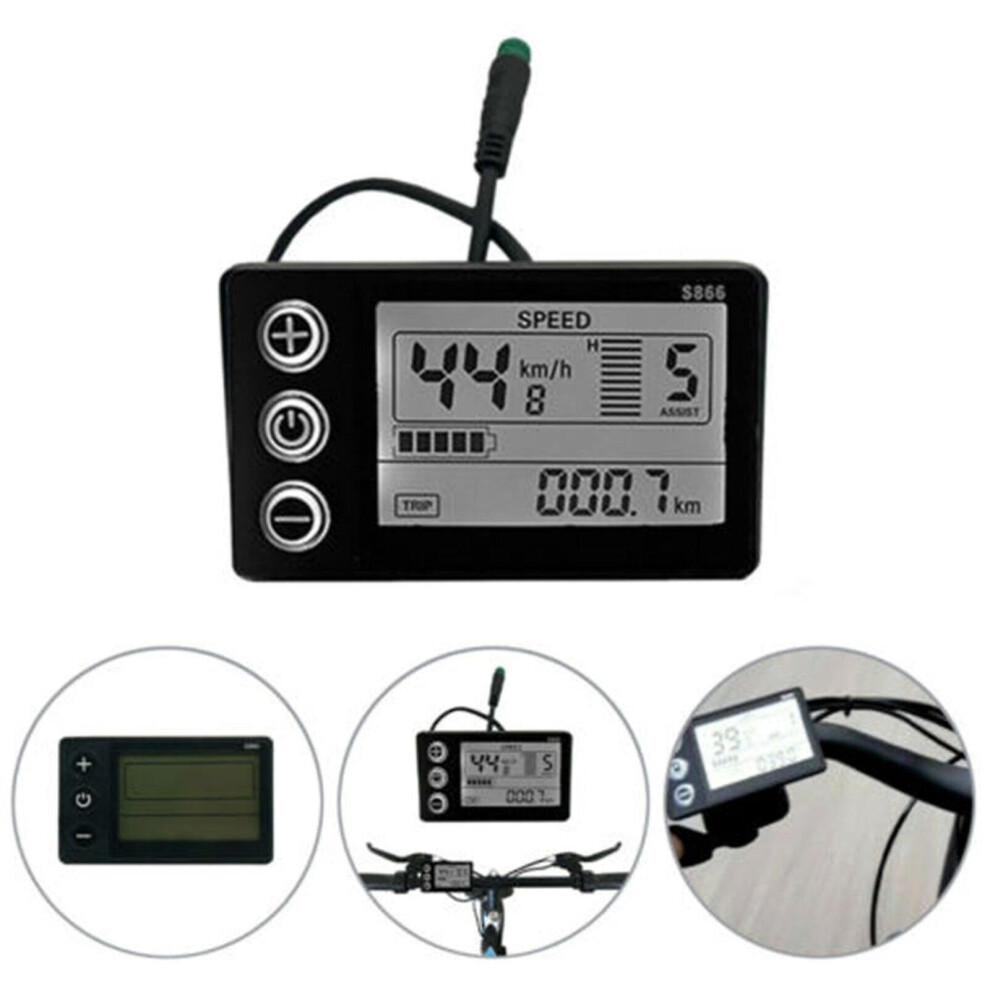 Electric Bike S866 24-48V Lcd Display Meter Control Panel For E-Bike Scooter Black