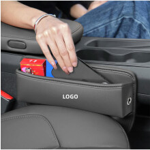 (For Audi) Leather Car Diy Logo Seat Crevice Storage Box Auto Multifunction Organizer Gap Slit Filler Holder For Wallet Phone Storage Bag