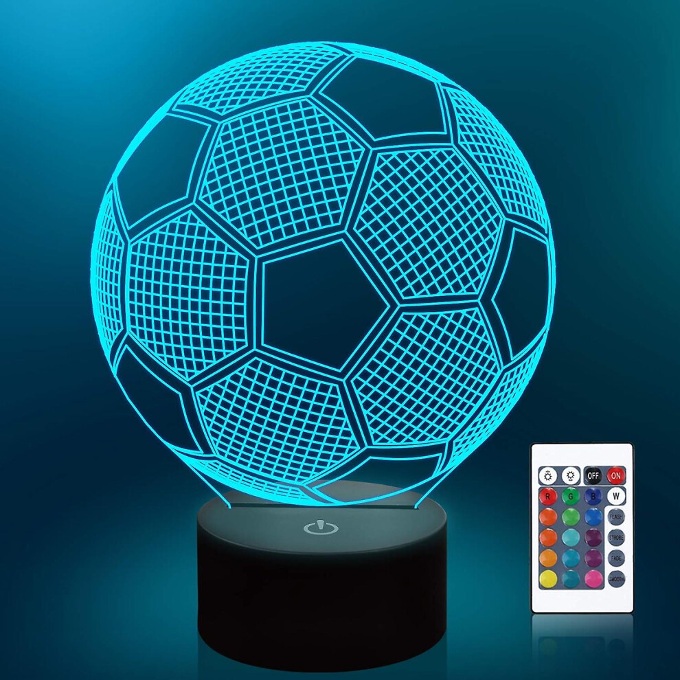 Soccer Night Lights For Kids 3d Illusion Football Lights 16 Led Remote Color Changing Touch Table Desk Lamps Decor Cool Gift Birthday Xmas Gifts Sport