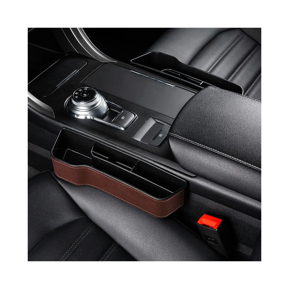 (Leather Brown LandR) Car Storage Box Interior Decoration Products Car Seat Gap Filler Storage Box