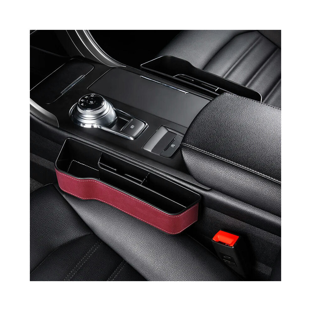 (Suede Red L and R) Car Storage Box Interior Decoration Products Car Seat Gap Filler Storage Box