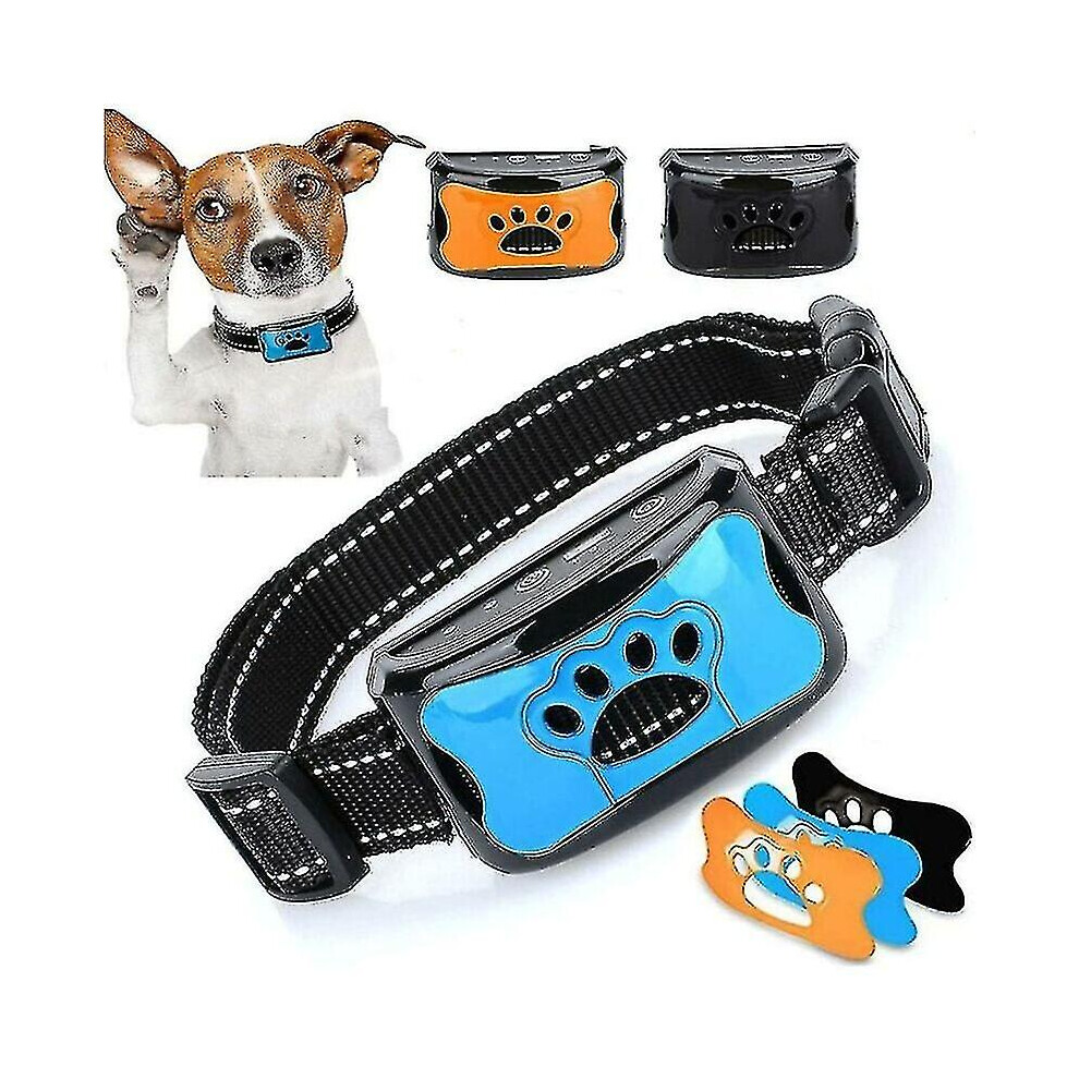 Rechargeable Anti-bark Collar For Dogs, Training Collar For Small, Medium And Large Dogs With 2 Vibration And Sound Modes 7 Sensitivity Levels, Blue
