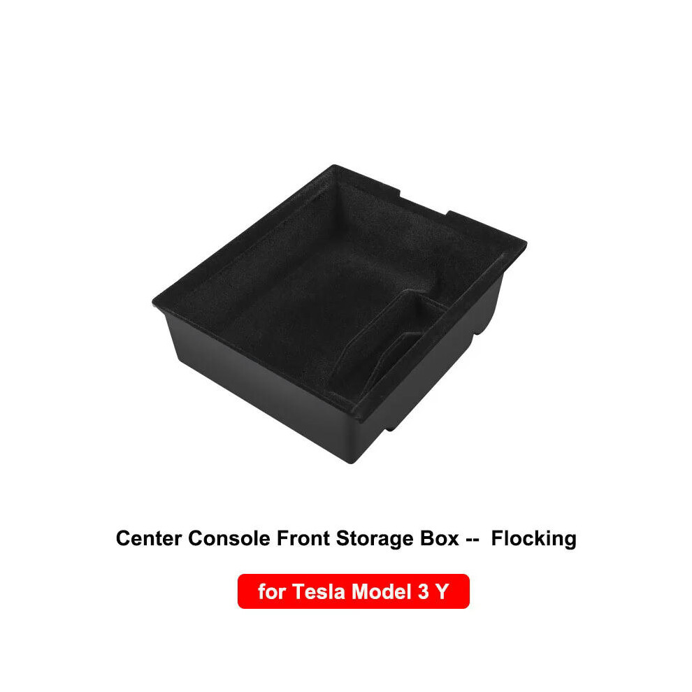 (Front Flocking) Car Storage Box For Tesla Model Y 3 Center Console Trays Armrest Hidden Box Bins Cup Holder Under Seat Organizer Car Accessories