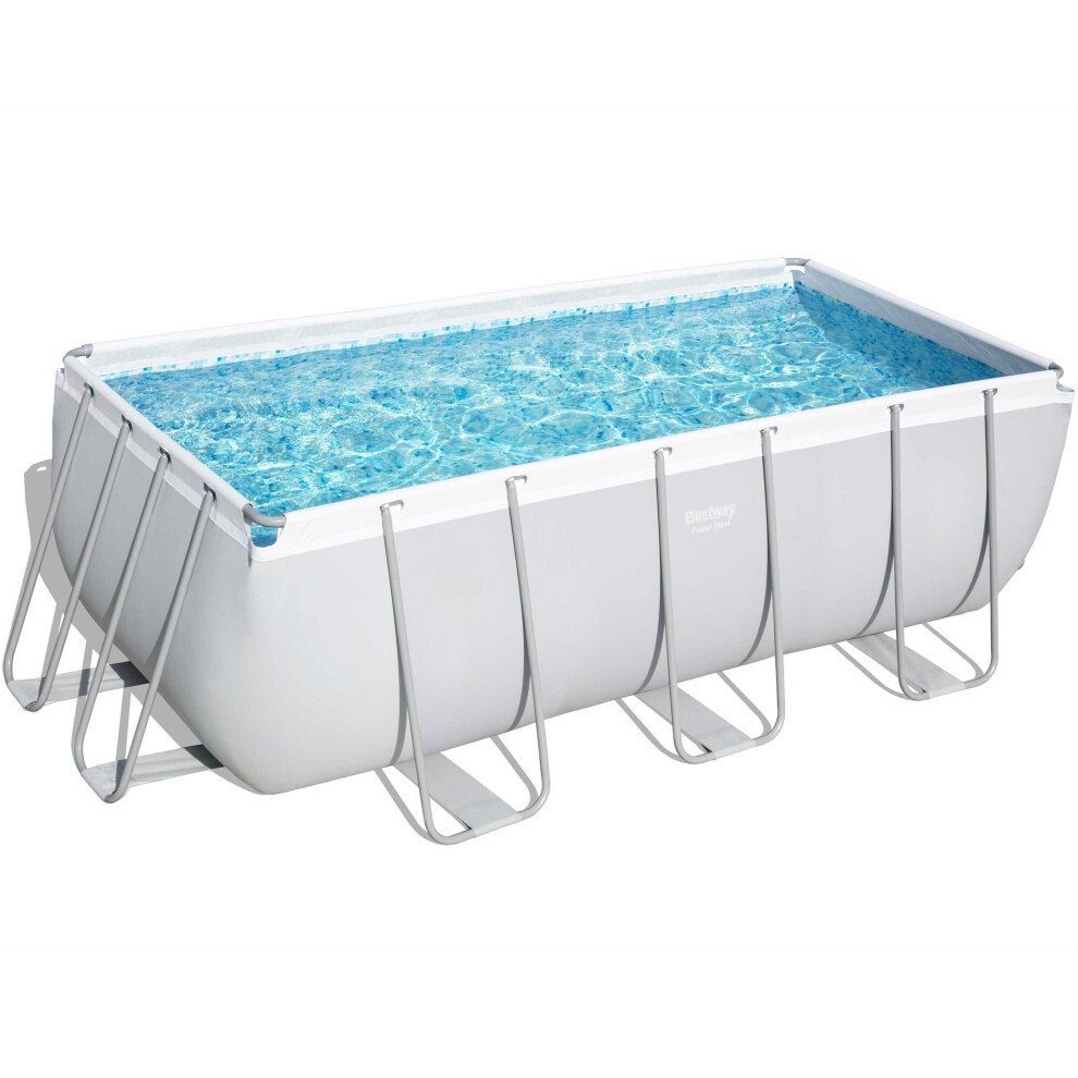 Bestway 13ft 6" x 6ft 7" x 48" Rectangular Power Steel Above Ground Swimming Pool, Filter Pump & Accessories (2024 Version)