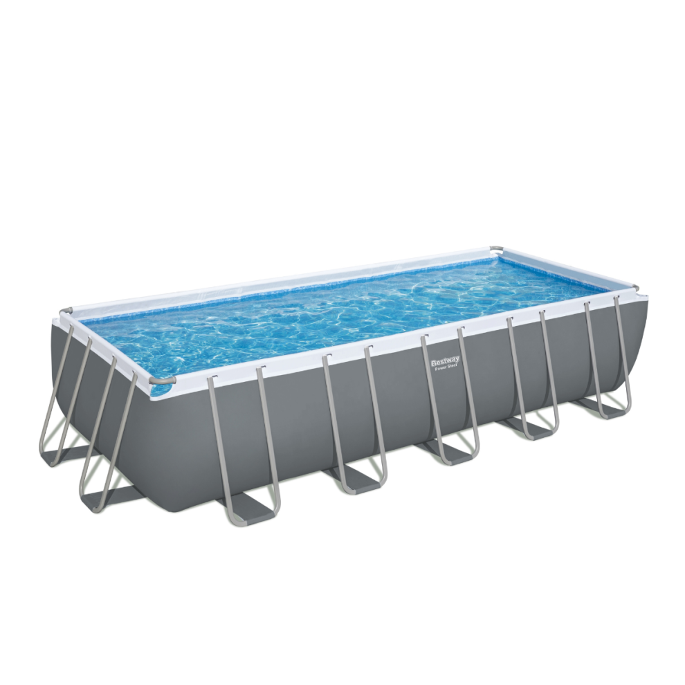 Bestway 21ft x 9ft x 52" Rectangular Power Steel Above Ground Swimming Pool, Filter Pump & Accessories (2024 Version)