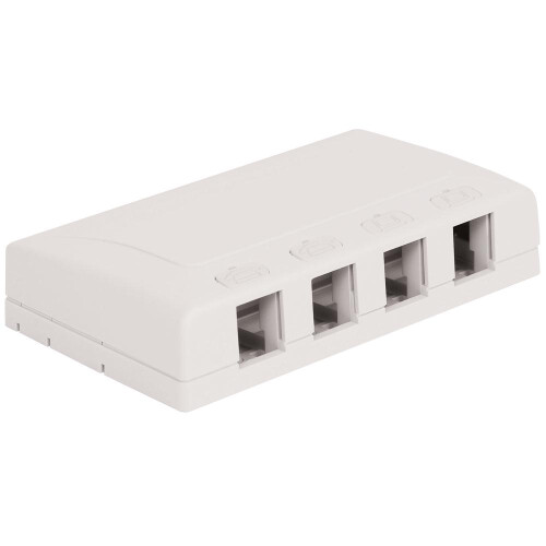 SURFACE MOUNT BOX, ELITE, 4-PORT, WHITE