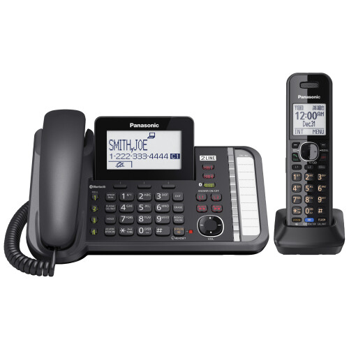 Panasonic 2-Line Corded/Cordless Link2Cell System with 1 Cordless Handset - Sync up to 4 Smartphones, Outlook PC Calls, DECT 1.9GHz