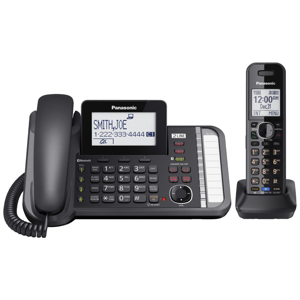 Photos - VoIP Phone Panasonic 2-Line Corded/Cordless Link2Cell System with 1 Cordless Handset - Sync up to 4 Smartphones, Outlook PC Calls, DECT 1.9GHz 