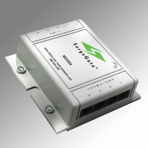 Protects four lines RJ-11 45 connectors