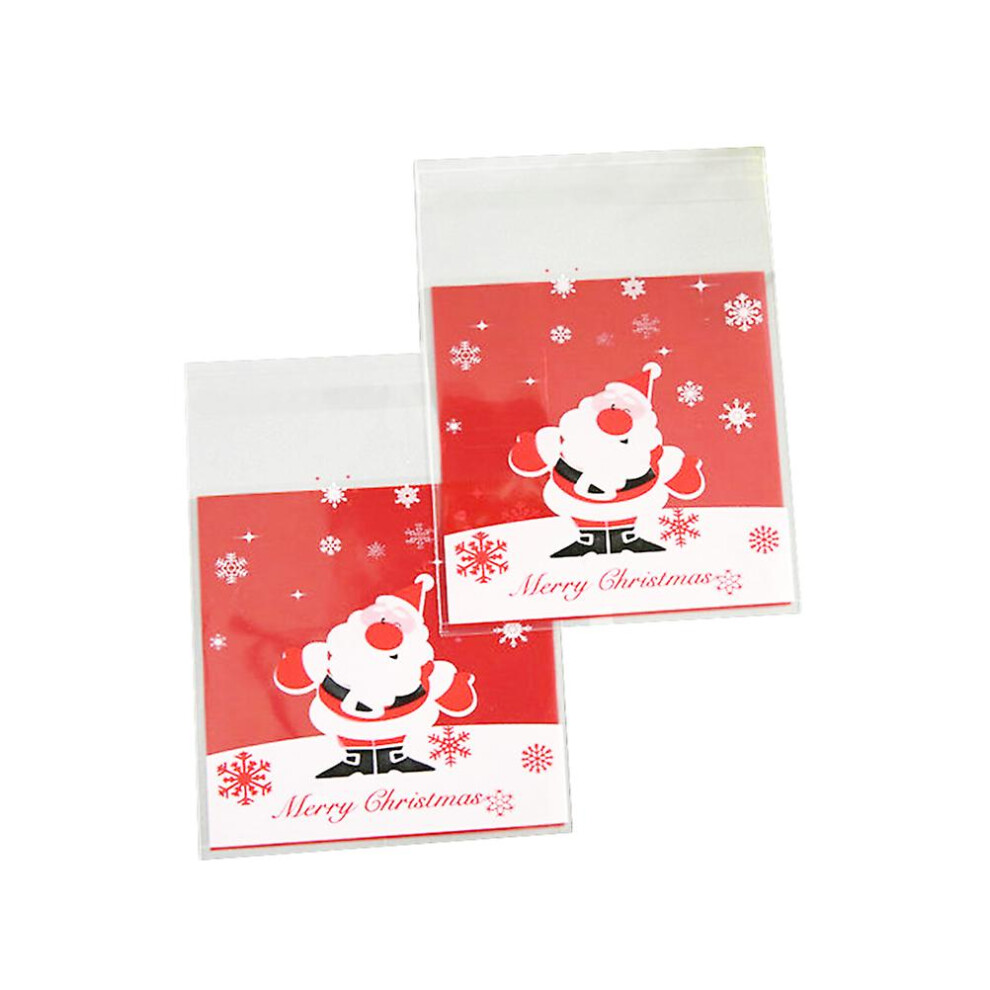 100 Pcs Bolsas Navideas Para Dulces Christmas Candy Bags Santa Cellophane Bags Christmas Biscuit Bag Clear Cookie Bags