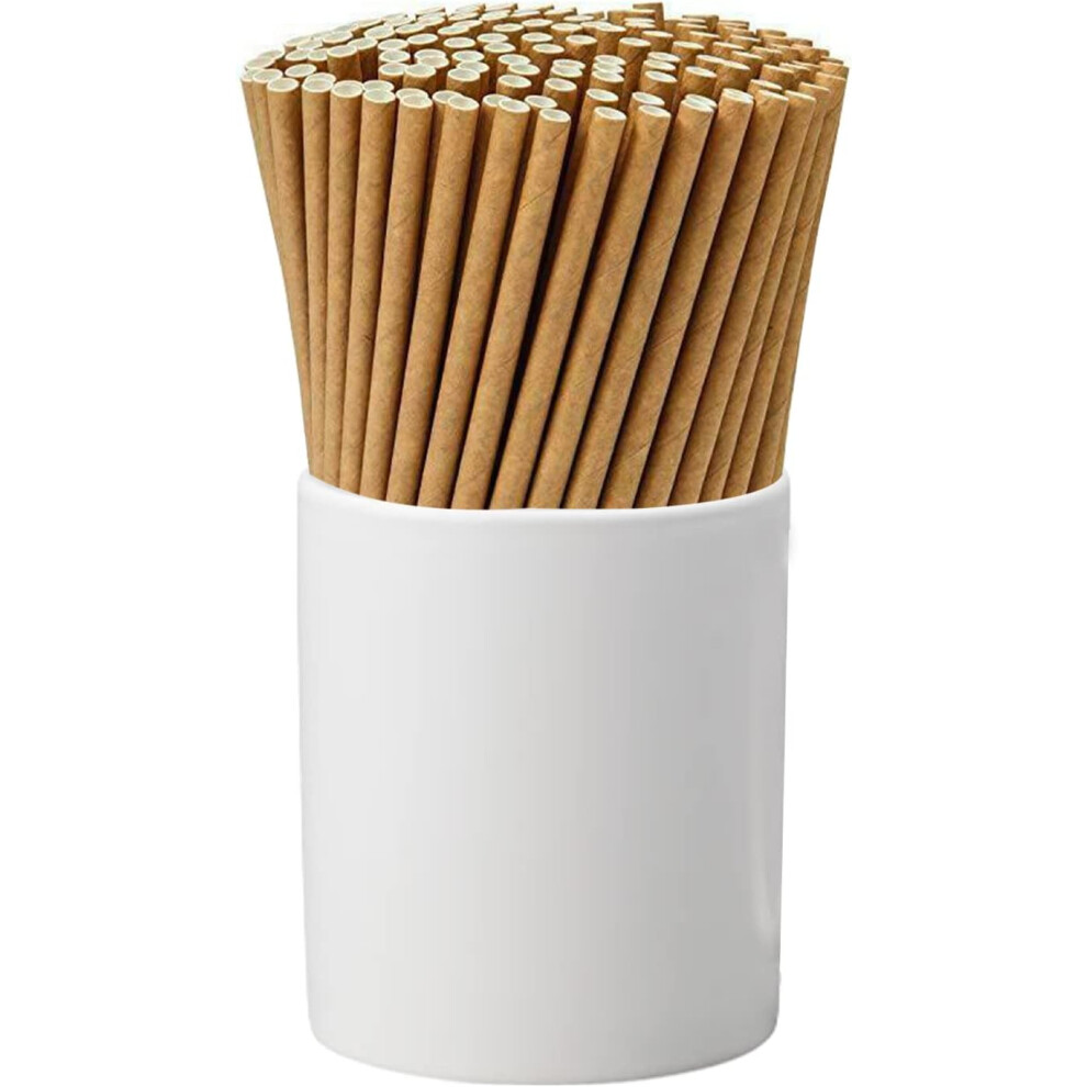 Paper Straw 450Pcs Paper Drinking Straw (Brown Strip)