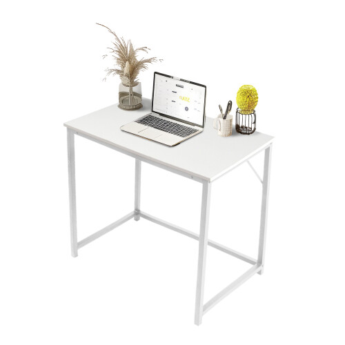 House of Home Computer Desk White Finish Sturdy Home Office Workstation