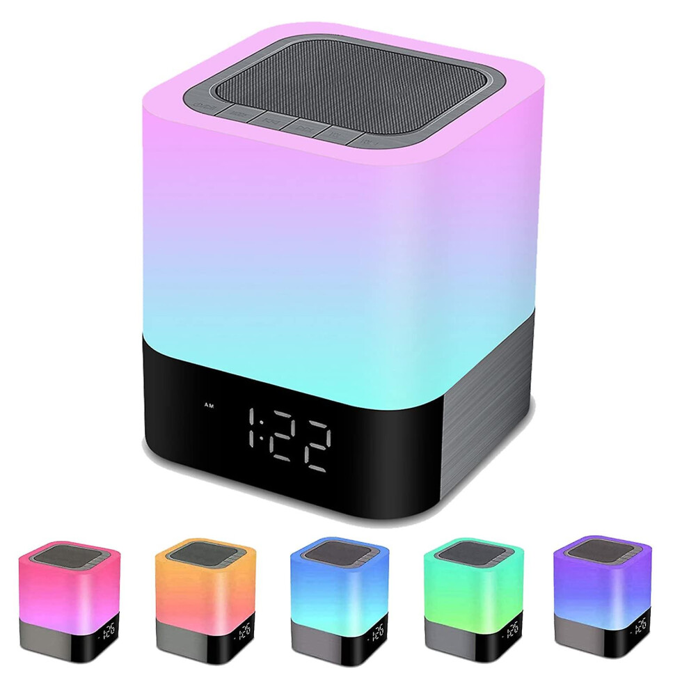 Lamp With Alarm Clock Bluetooth Speaker, Night Bedroom Decor Rgb Color Changing Led Mood Light