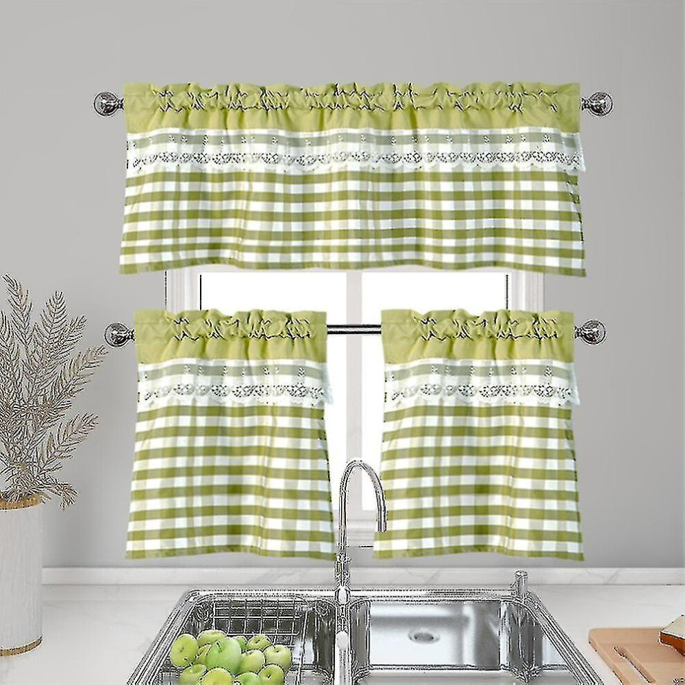 (Yellow Green, 74cmx90cm) Kitchen Curtains Decor Window Curtain Luxury Cafe Valance Topper Drapes F4871
