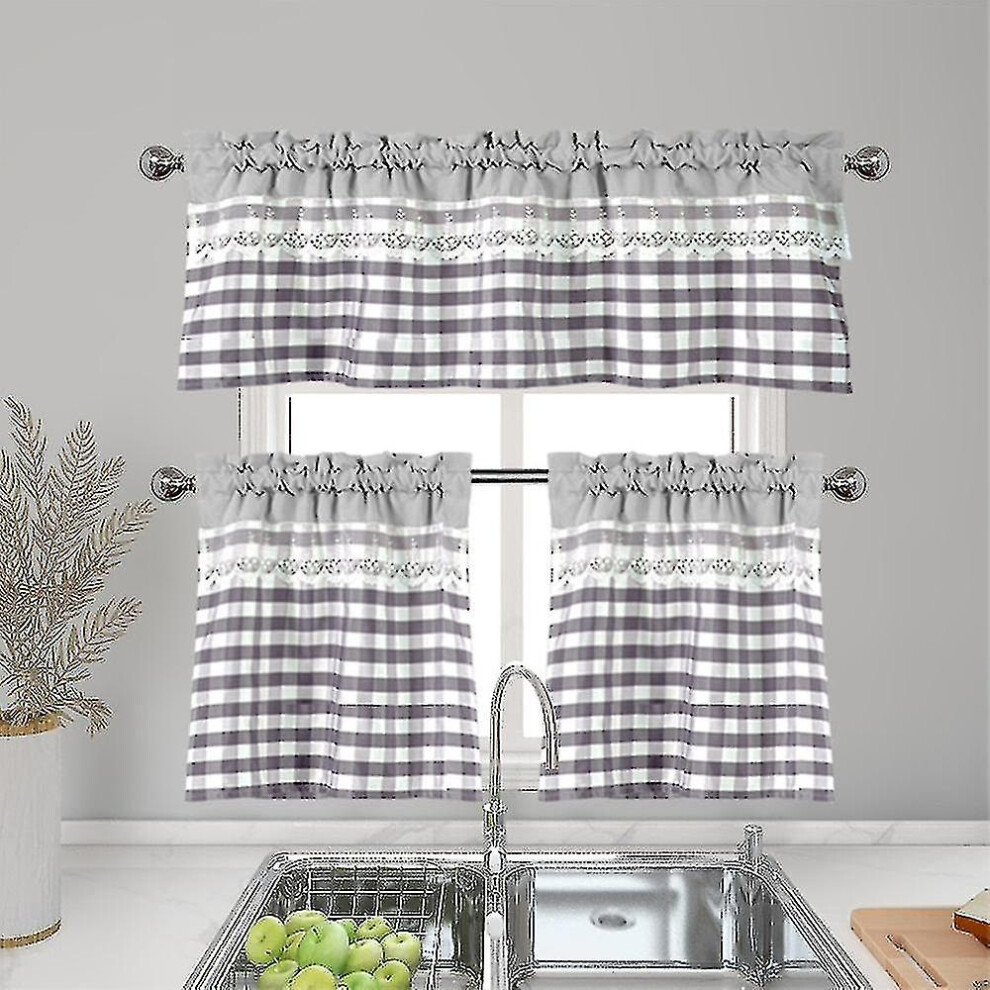 (Light Grey, 74cmx61cm) Kitchen Curtains Decor Window Curtain Luxury Cafe Valance Topper Drapes F4871