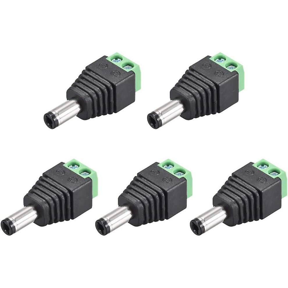 5pcs 5.5x2.5mm Dc Power Jack Plug Adaer Connector For Led Strip Cctv Camera Cable Wire Ends