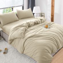 (Beige , Single ) Luxury Reversible Duvet Covers Quilt Quilted Bedding Set